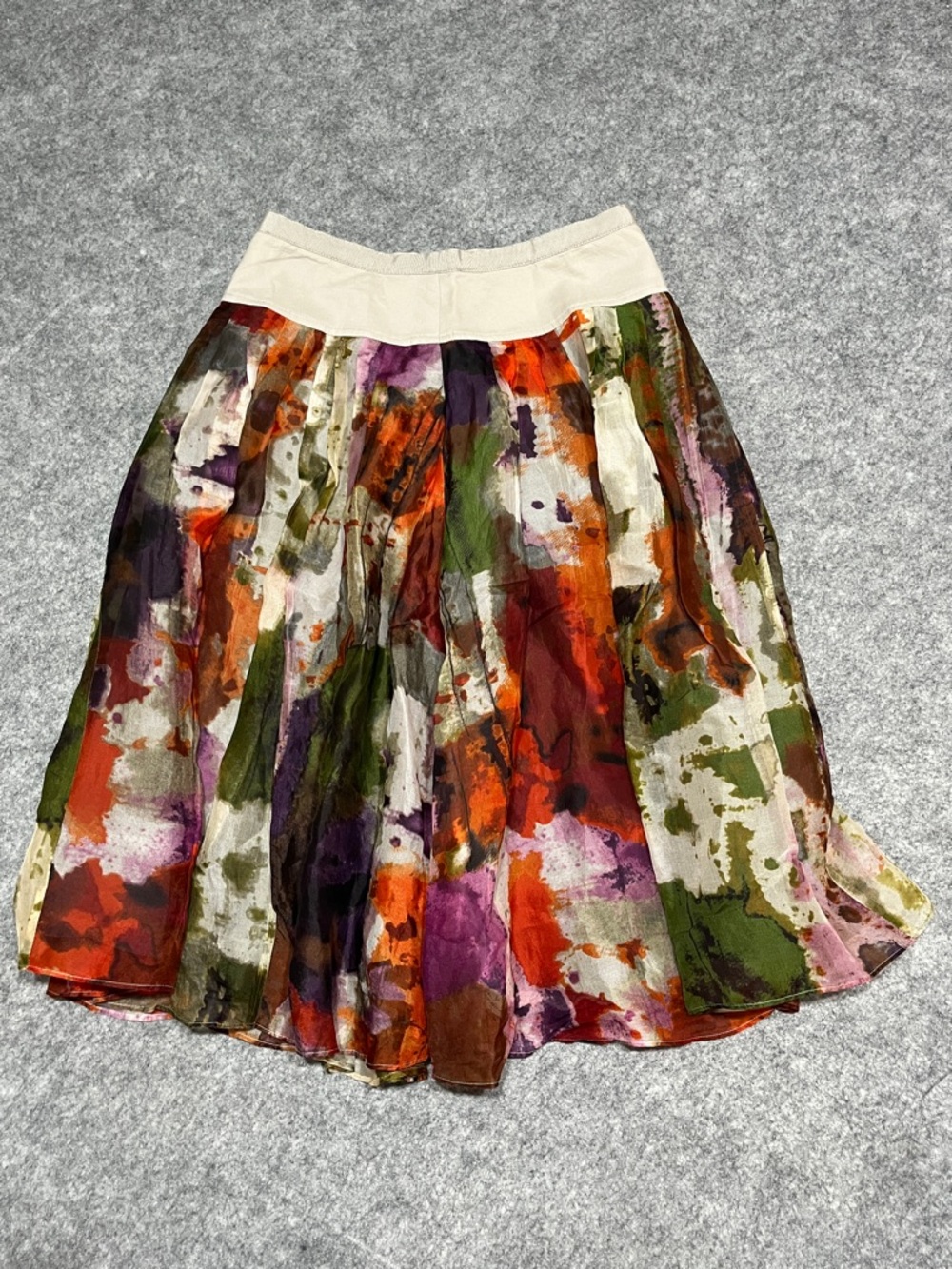 Edmé & Esyllte Women’s Abstract Silk Watercolor Midi Skirt - Picture 4 of 8